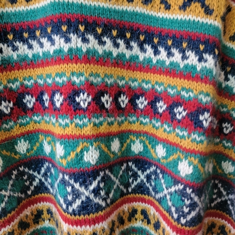 FACONNABLE vintage men's multi-pattern alpaca hand knit sweater - Picture 4 of 7